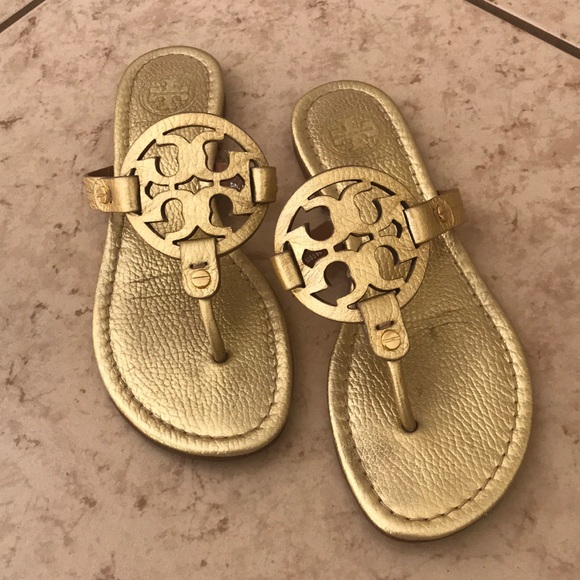 Tory Burch Shoes - Tory Burch Gold Pebbled Millers size 6.5